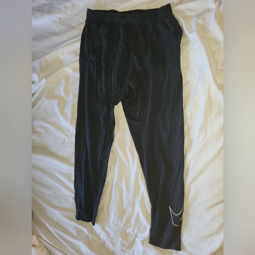 Nike Men's Black Sweatpants with White Logo